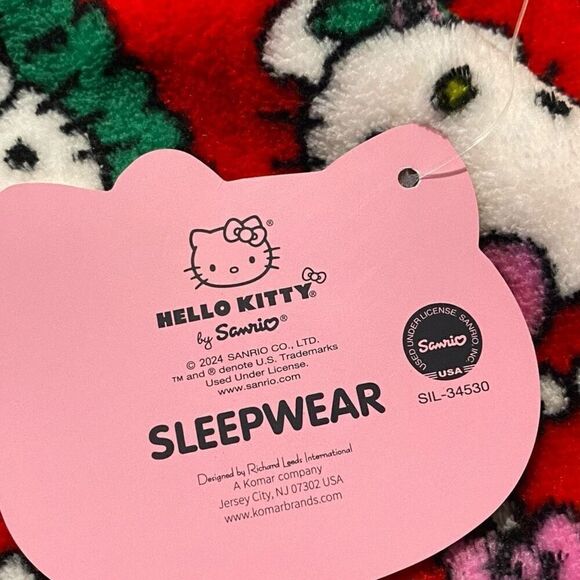 Hello Kitty “Christmas Wreath” Fuzzy Soft Touch Pajama Pants Womens size Large - Picture 10 of 12